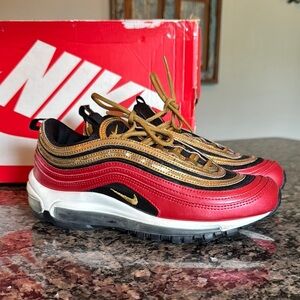Nike Air Max 97 Red and Gold Shoes EUC 8.5